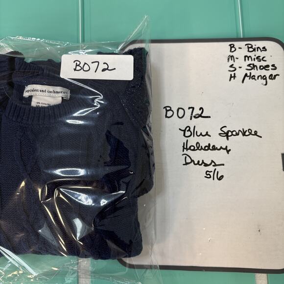 Cupcakes and Cashmere Sweater Dress Navy Cable Knit Ruffle Glitter Accents 5/6 - Picture 13 of 13